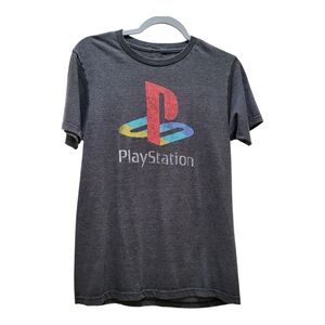 Sony Playstation Logo Short Sleeve Boy's Grey T-Shirt, Size Small
